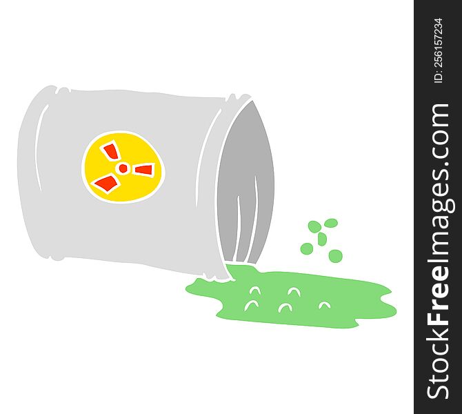 Flat Color Illustration Of A Cartoon Nuclear Waste