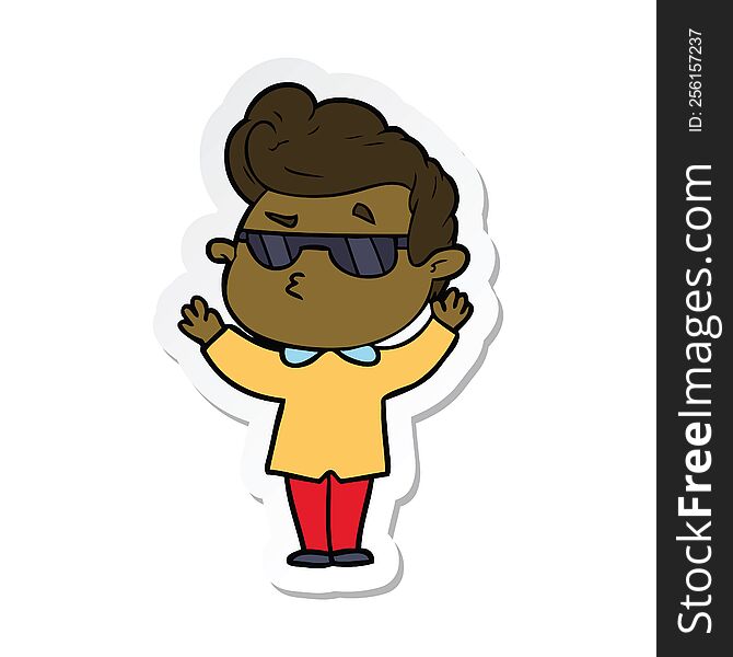 Sticker Of A Cartoon Cool Guy