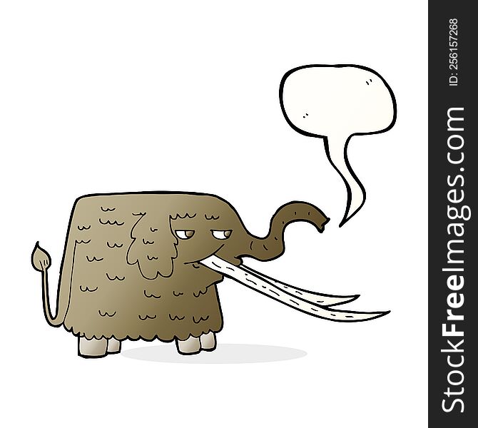 Cartoon Woolly Mammoth With Speech Bubble