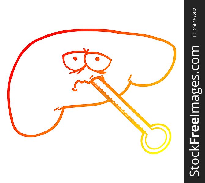 warm gradient line drawing cartoon unhealthy liver