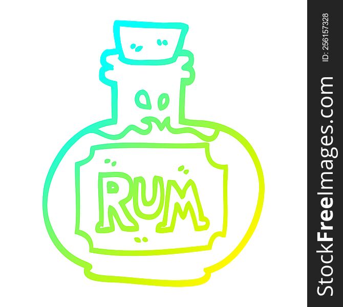 Cold Gradient Line Drawing Cartoon Old Bottle Of Rum