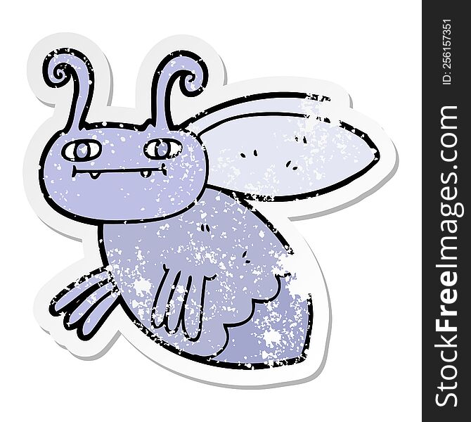 distressed sticker of a cartoon bug