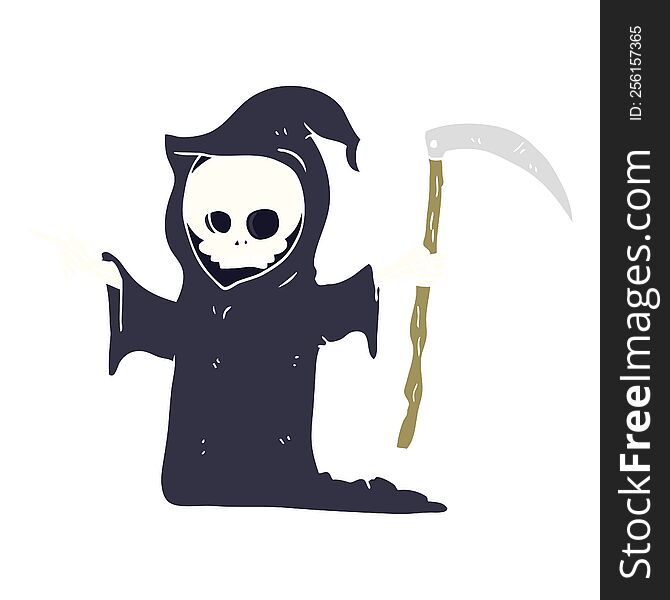 flat color illustration of death with scythe. flat color illustration of death with scythe
