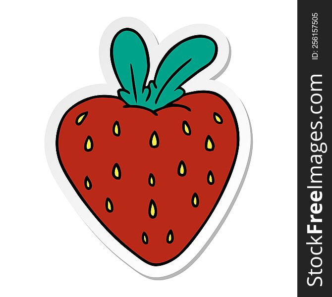 Sticker Cartoon Doodle Of A Fresh Strawberry