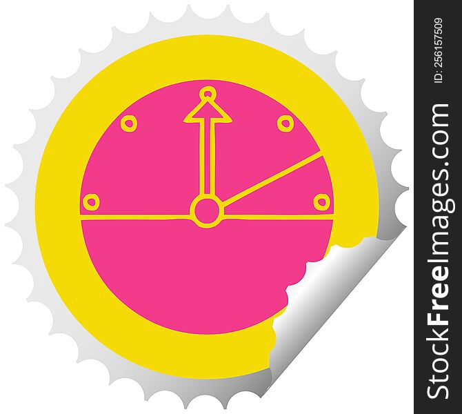 circular peeling sticker cartoon of a speedometer