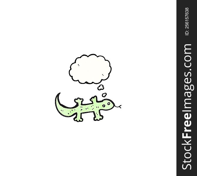 cartoon lizard with thought bubble
