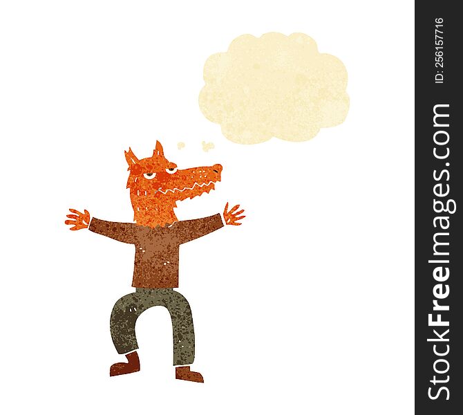 Cartoon Fox Man With Thought Bubble
