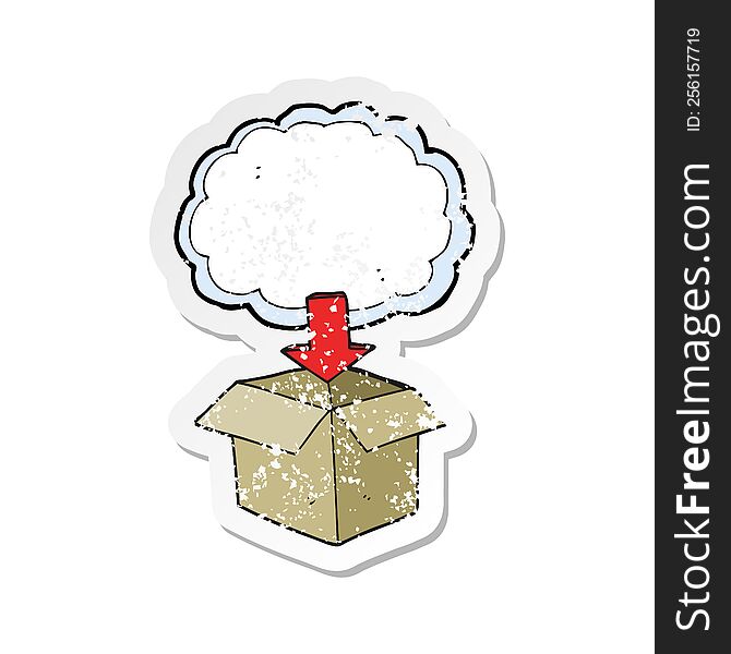 retro distressed sticker of a cartoon download from the cloud symbol