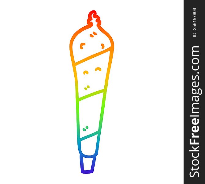 Rainbow Gradient Line Drawing Cartoon Marijuana Joint