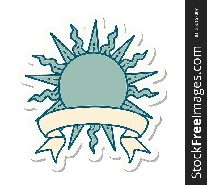 Tattoo Sticker With Banner Of A Sun