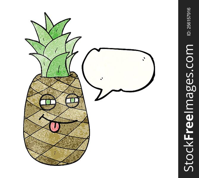 freehand drawn texture speech bubble cartoon pineapple