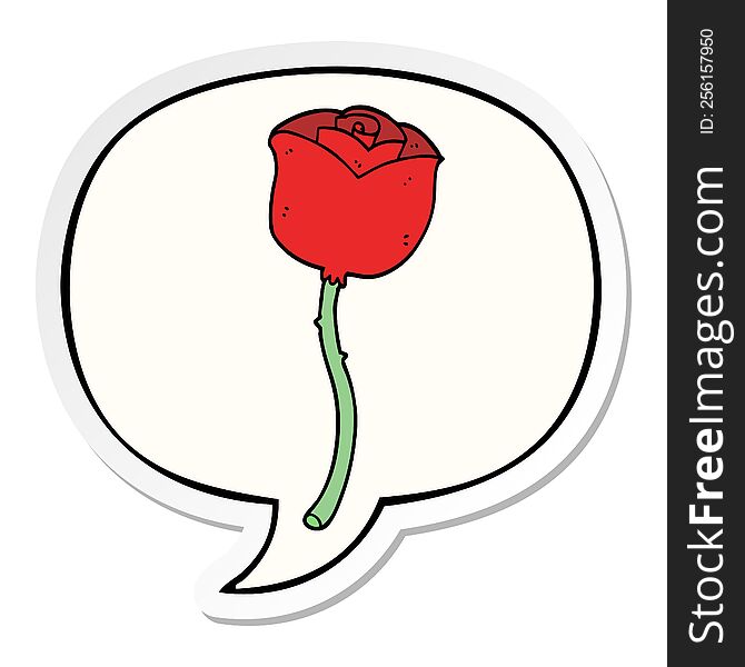 Cartoon Rose And Speech Bubble Sticker