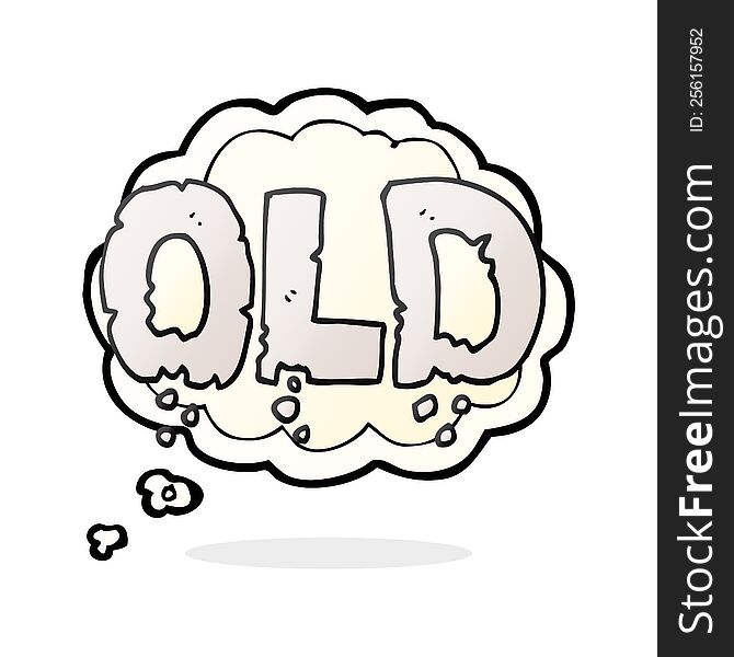 freehand drawn thought bubble cartoon word old