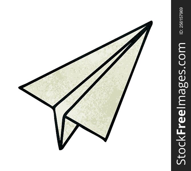 retro grunge texture cartoon of a paper plane