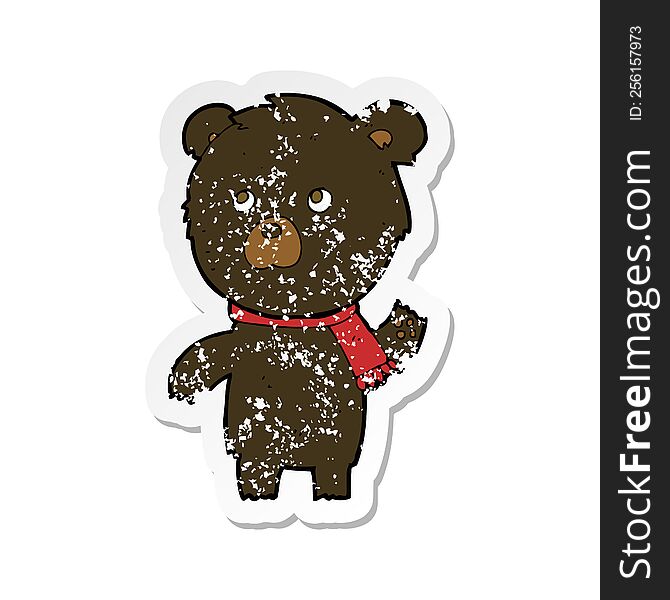Retro Distressed Sticker Of A Cartoon Cute Black Bear