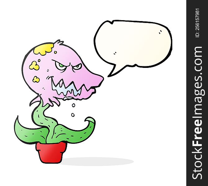 freehand drawn speech bubble cartoon monster plant