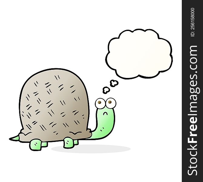 freehand drawn thought bubble cartoon sad turtle