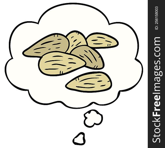 Cartoon Almonds And Thought Bubble