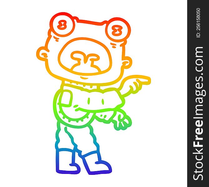 Rainbow Gradient Line Drawing Cartoon Weird Alien Communicating