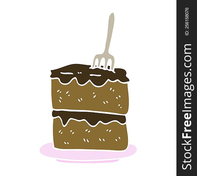 flat color illustration cartoon slice of cake