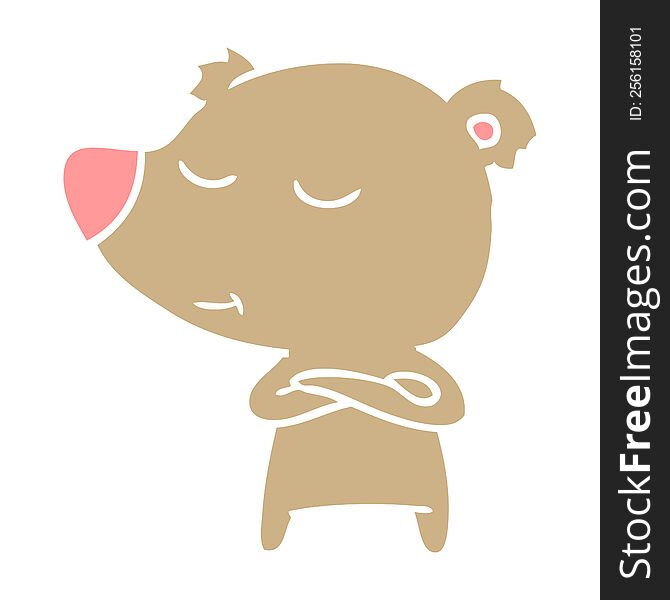 Happy Flat Color Style Cartoon Bear