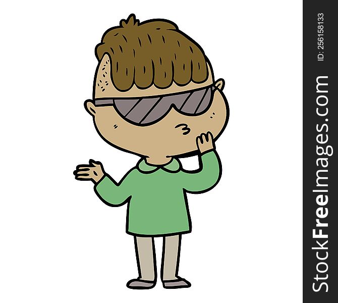 cartoon boy wearing sunglasses. cartoon boy wearing sunglasses
