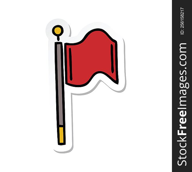 Sticker Of A Cute Cartoon Red Flag