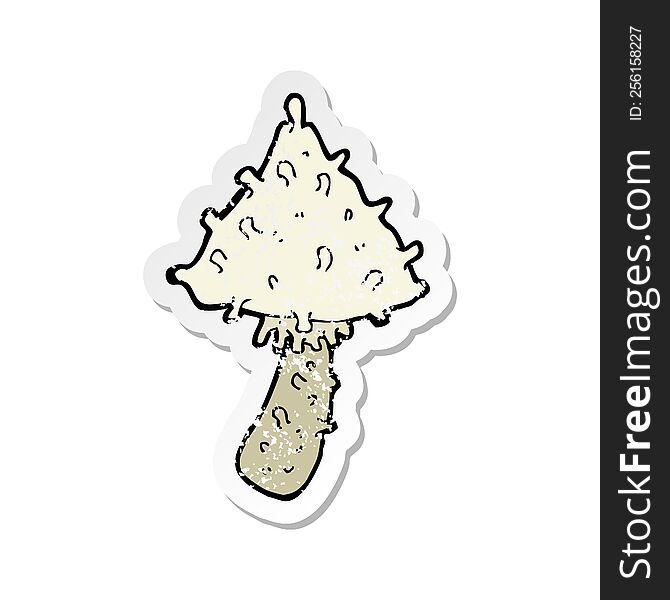 Retro Distressed Sticker Of A Cartoon Weird Mushroom