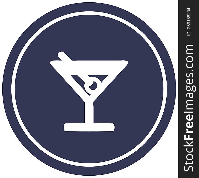 cocktail with olive circular icon symbol