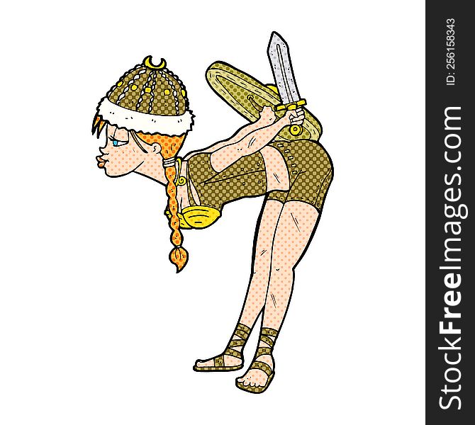 cartoon barbarian viking girl. cartoon barbarian viking girl