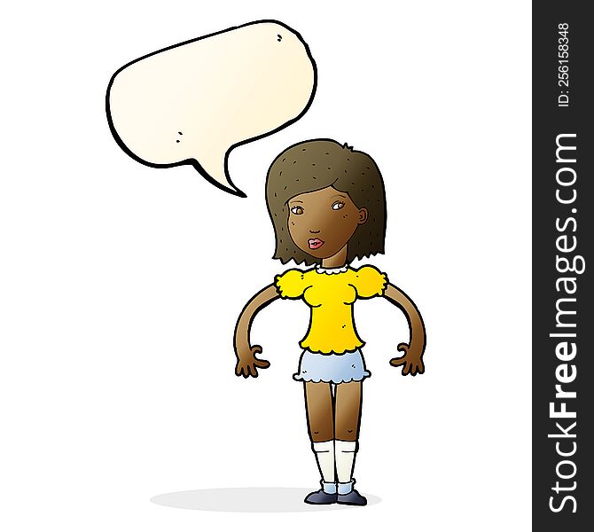 Cartoon Woman Looking Sideways With Speech Bubble