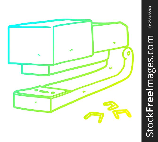 cold gradient line drawing of a cartoon office stapler