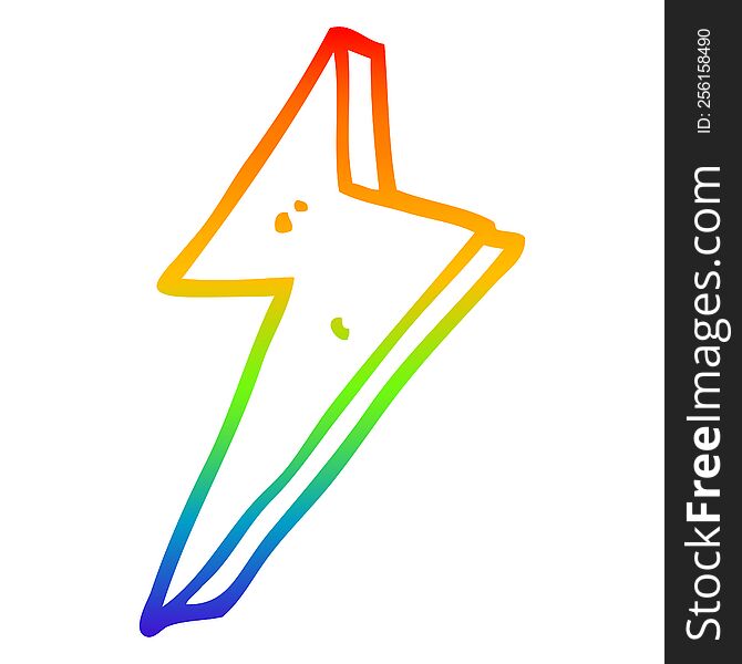 rainbow gradient line drawing of a cartoon lightning