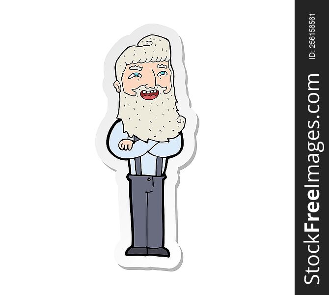 Sticker Of A Cartoon Happy Man With Beard