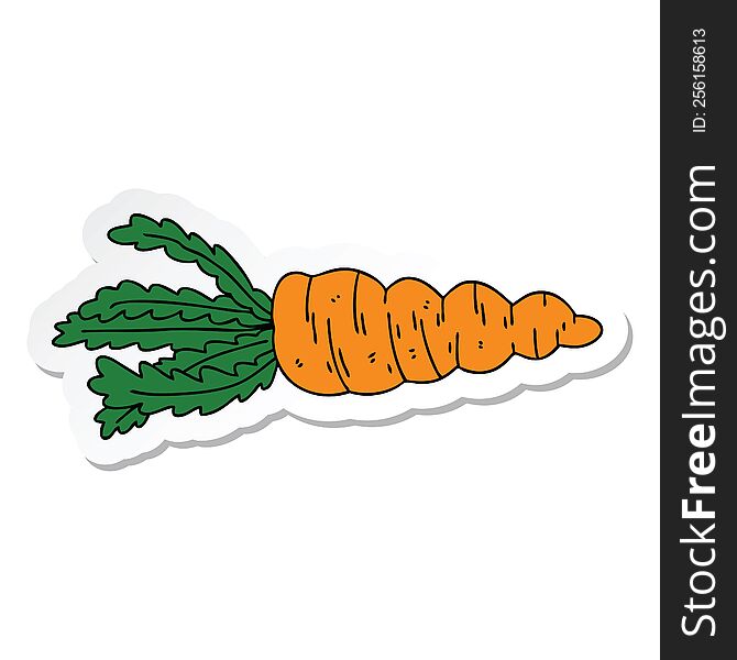 Sticker Of A Quirky Hand Drawn Cartoon Carrot