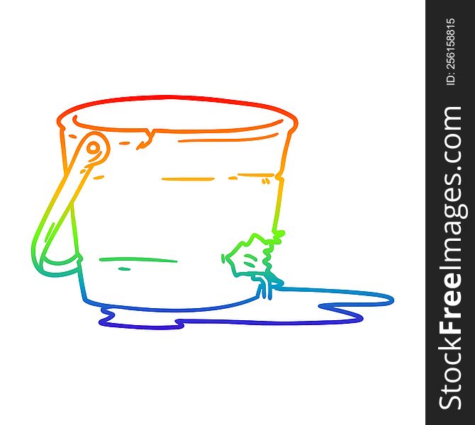 Rainbow Gradient Line Drawing Broken Bucket Cartoon