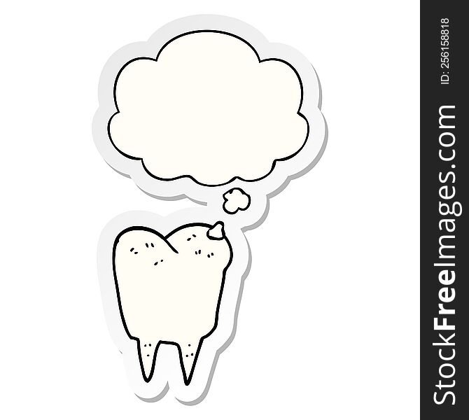 Cartoon Tooth And Thought Bubble As A Printed Sticker