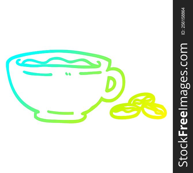 cold gradient line drawing of a cartoon espresso cup