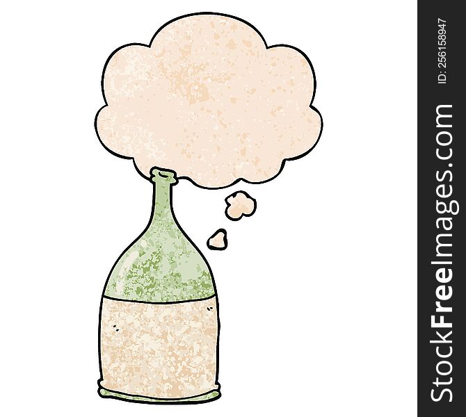 Cartoon Bottle And Thought Bubble In Grunge Texture Pattern Style