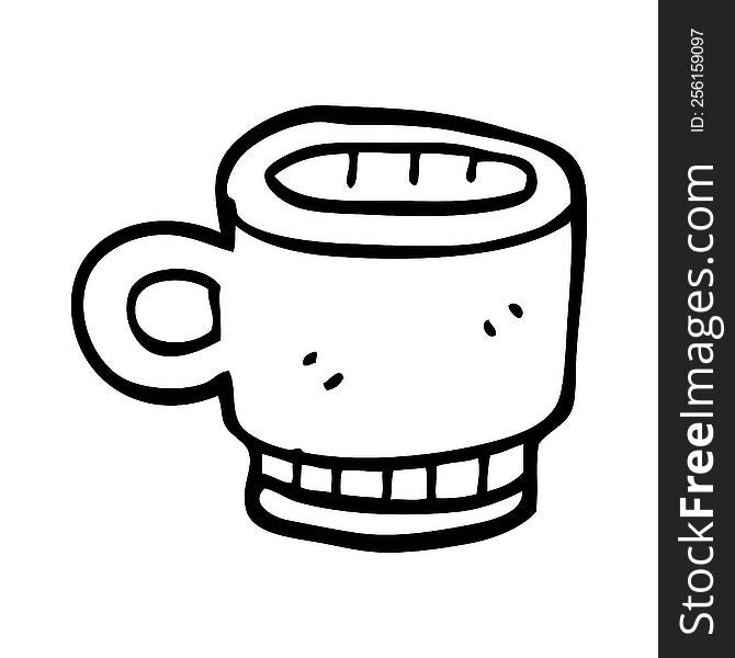 line drawing cartoon coffee mug
