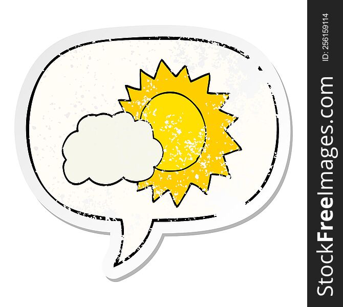 Cartoon Weather And Speech Bubble Distressed Sticker