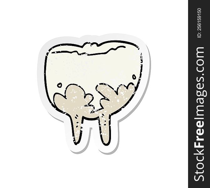 Distressed Sticker Of A Cartoon Tooth