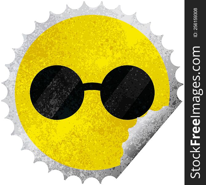 Sunglasses Round Sticker Stamp