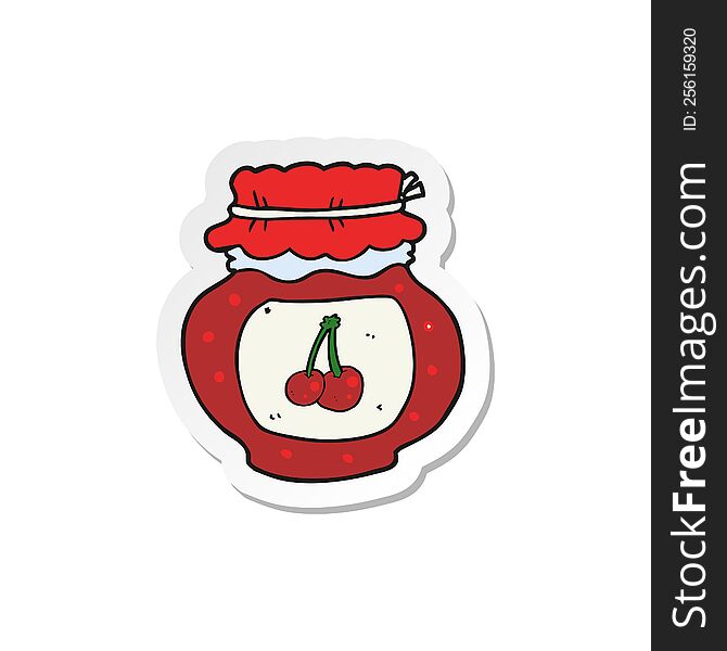 Sticker Of A Cartoon Cherry Jam