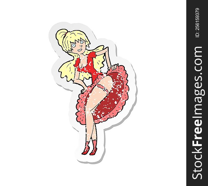 Retro Distressed Sticker Of A Cartoon Flamenco Dancer