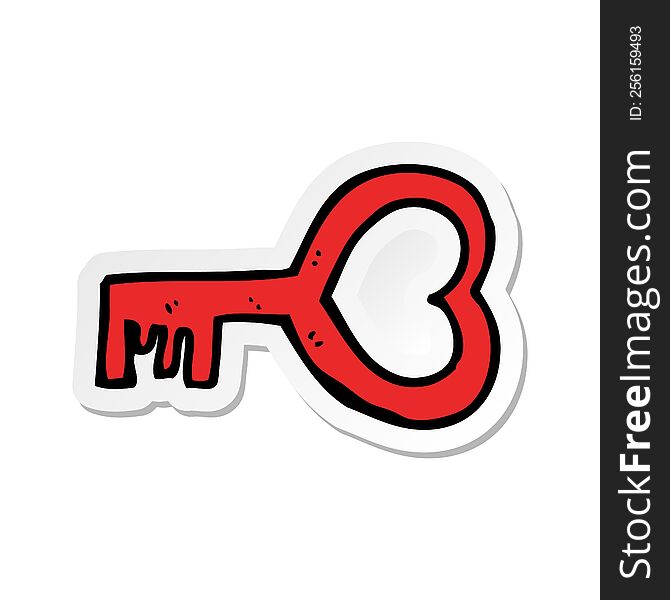 sticker of a cartoon heart shaped key