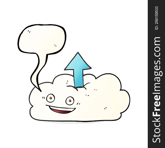 freehand drawn speech bubble cartoon upload to the cloud