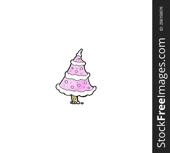 Pink Christmas Tree Cartoon