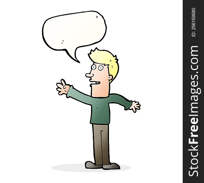 cartoon man reaching with speech bubble