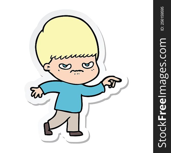 sticker of a angry cartoon boy